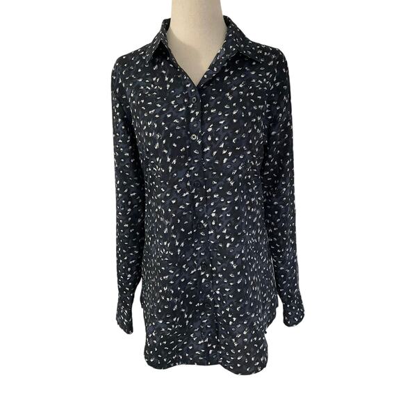 Banana Republic Black & Blue Button Up Shirt Dillon Shirt Women Size XS | 19-25 - Picture 1 of 6